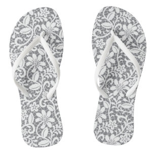 Tongs Dentelle blanche 1