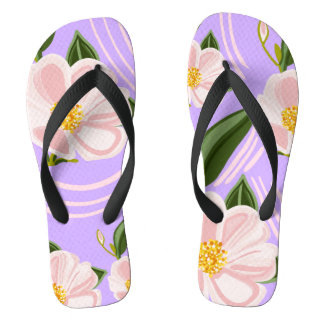 Tongs Design floral en lilas clair