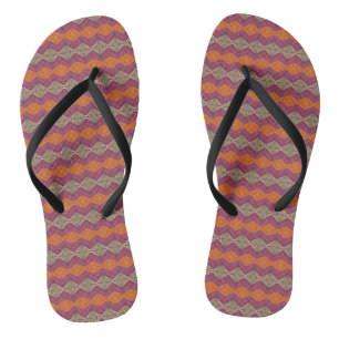 Tongs Design géométrique orange violet beige