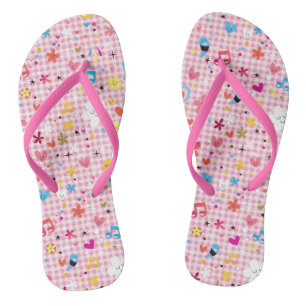 Tongs dessin animé motif rose