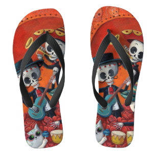 Tongs Dia de Los Muertos Skeleton Mariachi Trio