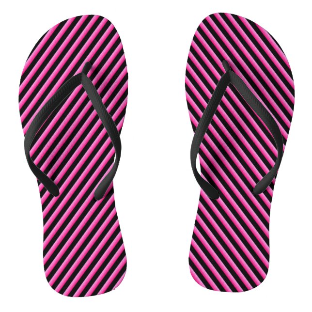 Tongs Diagonale rose chaud et noire (Semelle)