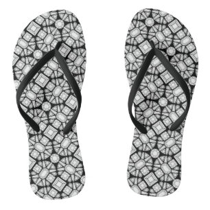 Tongs Diamants Volets noirs et blancs Motifs