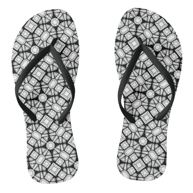 Tongs Diamants Volets noirs et blancs Motifs (Semelle)