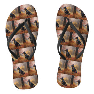 Tongs Doberman en automne Feuilles automne Inspire