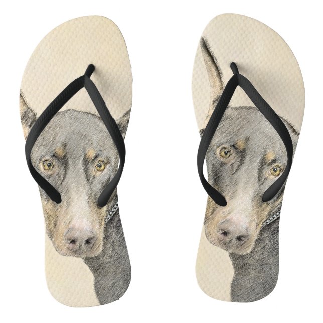 Tongs Doberman Pinscher Peinture - Art Chien original (Semelle)