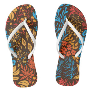 Tongs Doodles floraux foncés