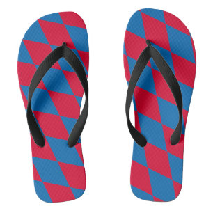 Tongs Drapeau bavarois diamant bleu et rouge