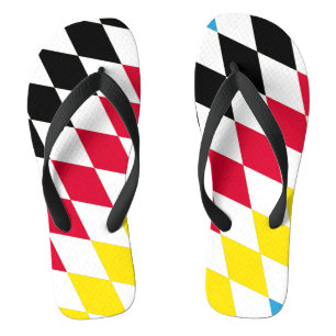 Tongs Drapeau bavarois diamant noir rouge jaune bleu mot