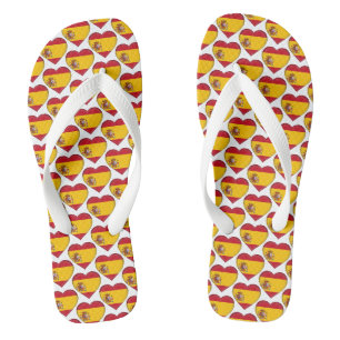 Tongs Drapeau espagnol Couleurs Coeurs Motif Patriotique