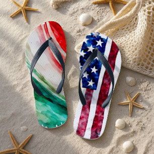 Tongs Drapeau italien américain cadeau pour femme homme