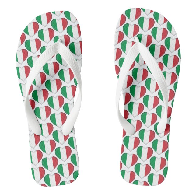 Tongs Drapeau italien Couleurs Coeurs Motif Patriotique (Semelle)