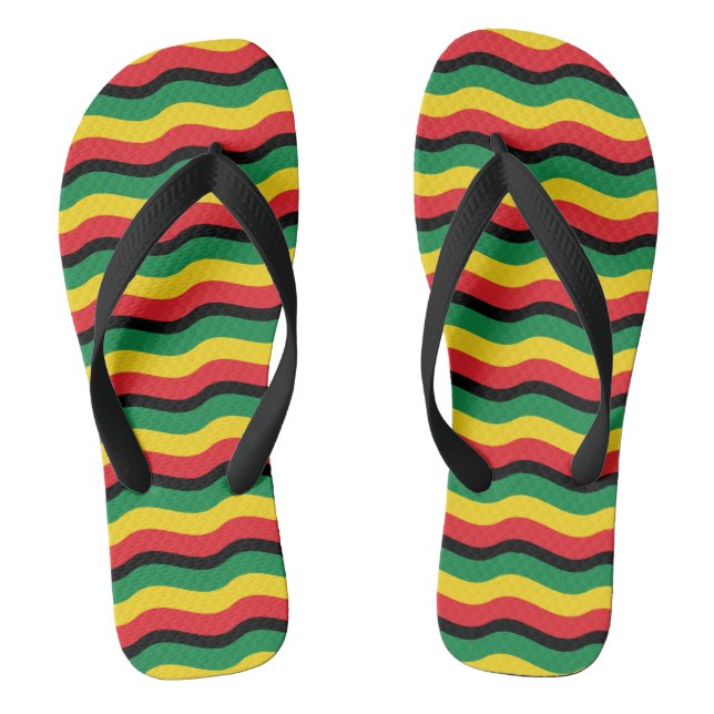 Tongs Drapeau vert, or (jaune) et rouge (Semelle)