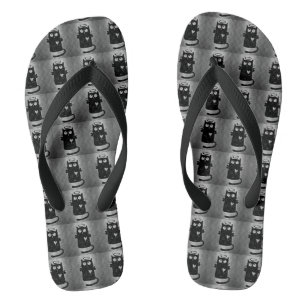 Tongs Drôle Black Angel Chat Silver Gris Sandales,