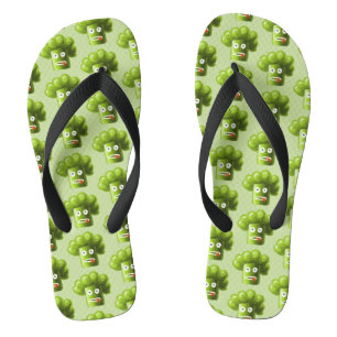 Tongs Drôle Motif de Brocoli Cartoon