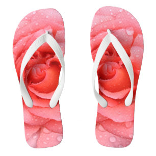 Tongs Drops d'eau rose romantique