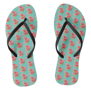 Tongs Eau aquarelle paire de pastèque tranchée de fruit 