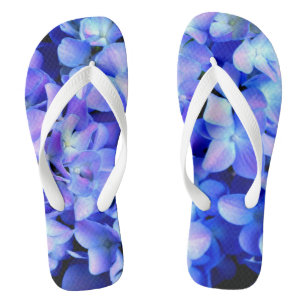 Tongs Élégant bleu violet clair magenta hydrangée floral