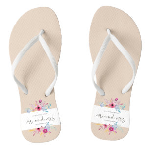 Tongs Élégant Floral M. & Mme Mariage Retourner les t