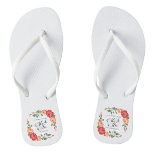 Tongs Élégant Floral M. & Mme Mariage Retourner les t