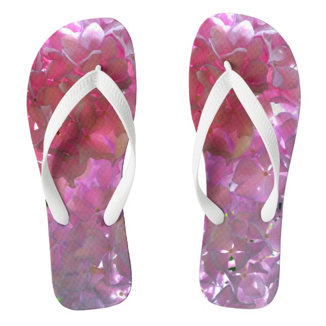 Tongs Elégant flores rose douce hydrangée rose rose (Semelle)