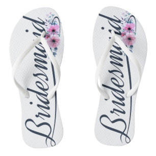 Tongs Élégant Mariage de Bridesmaid Calligraphie Flip Fl