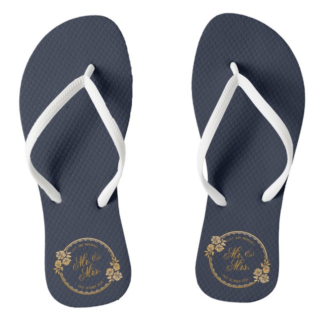 Tongs Élégant Mariage personnalisé Gold| Retourner les t (Semelle)