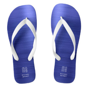 Tongs Élégant Monogramme Bleu