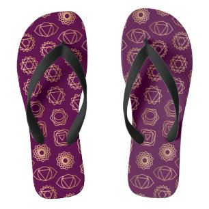 Tongs Élégant Motif Chakra vert pourpre bordeaux