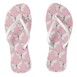 Tongs Élégant Papillons rose Motif
