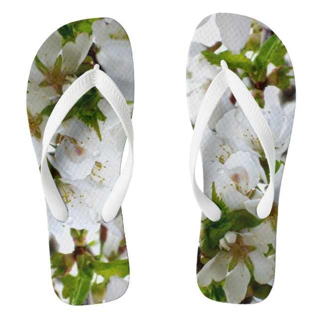 Tongs Elégante photo de fleurs florales blanches (Semelle)