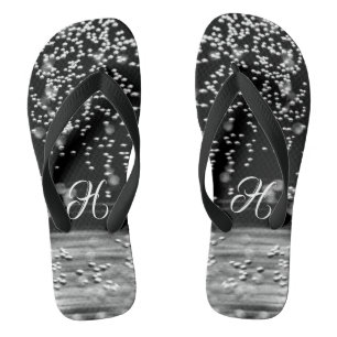 Tongs Elégantes bulles d'eau blanche noire