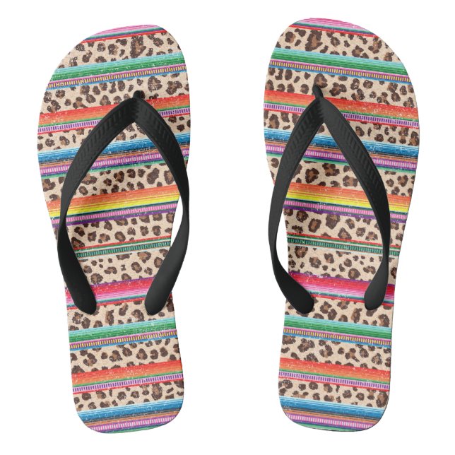 Tongs Empreinte de léopard arc-en-ciel Motif animal mode (Semelle)