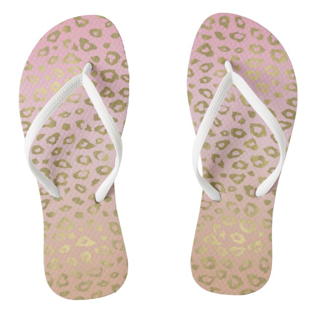 Tongs Empreinte de léopard Ombre d'or et de rose (Semelle)