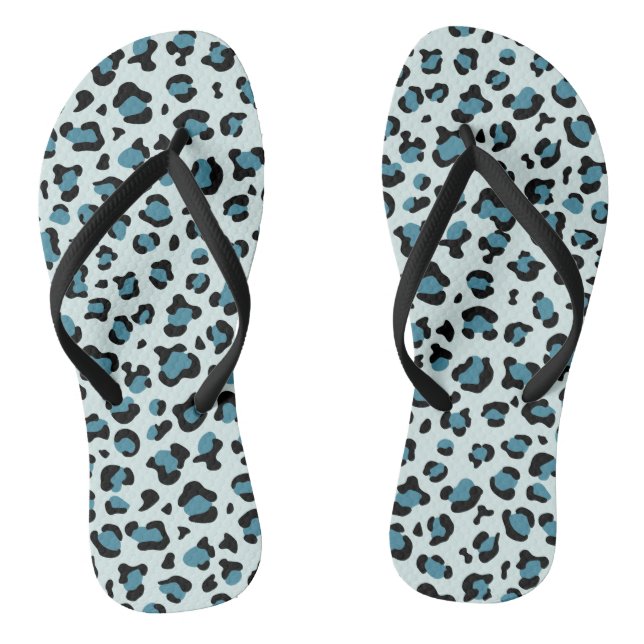 Tongs Empreinte de léopard, Spots de léopard, Leopard bl (Semelle)