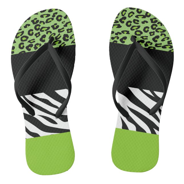 Tongs Empreinte de léopard, Zebra Print, Poster de anima (Semelle)