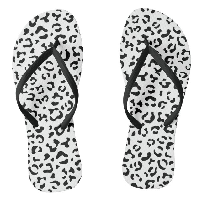 Tongs Empreinte de léopard, Zones Léopard, Noir Et Blanc (Semelle)