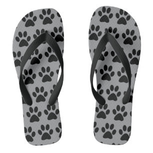 Tongs Empreintes de pattes de chien mignon Motif gris no