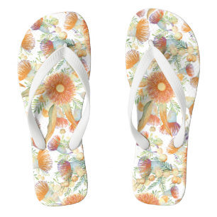 Tongs en fleurs d'acacia brûlé par le soleil et d'