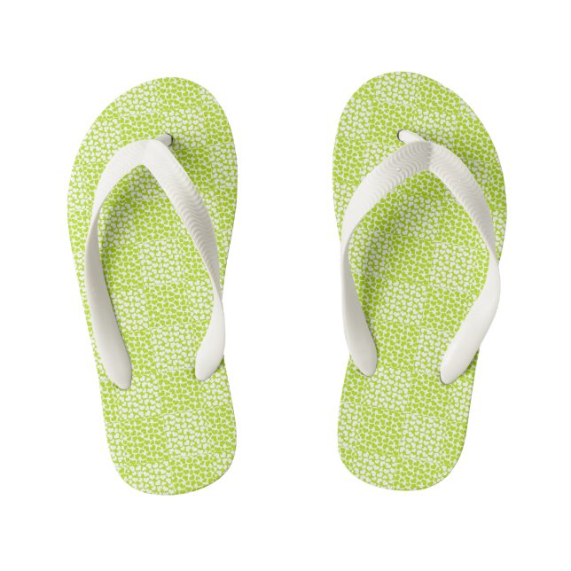 Tongs Enfants à damiers Amour en Lime Vert et Blanc (Semelle)