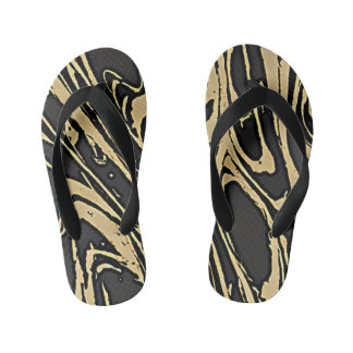 Tongs Enfants Abstract Fluid Art - Black Marble Effect