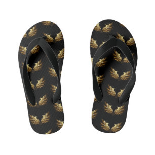 Tongs Enfants Ailes d'Ange d'or sur arrière - plan noir
