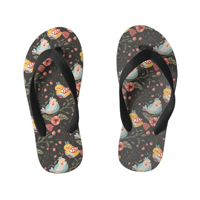 Tongs Enfants Amour Boho Birds Plan Floral (Semelle)