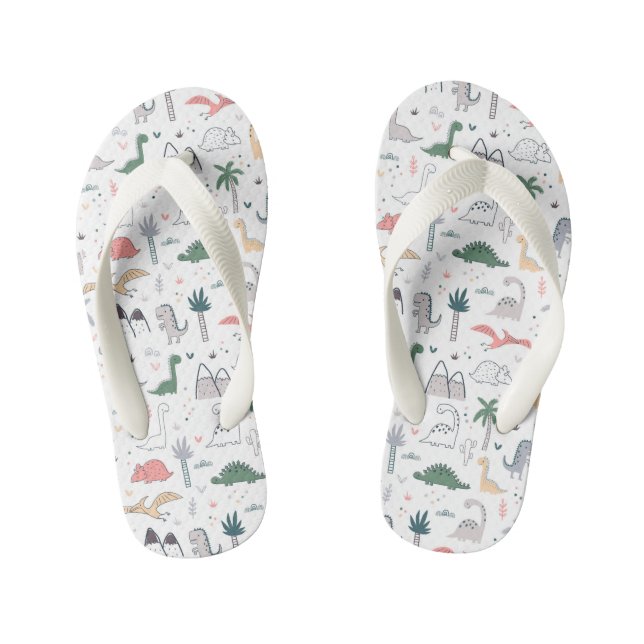 Tongs Enfants Amusant Pastel Dinosaur Motif de scène (Semelle)