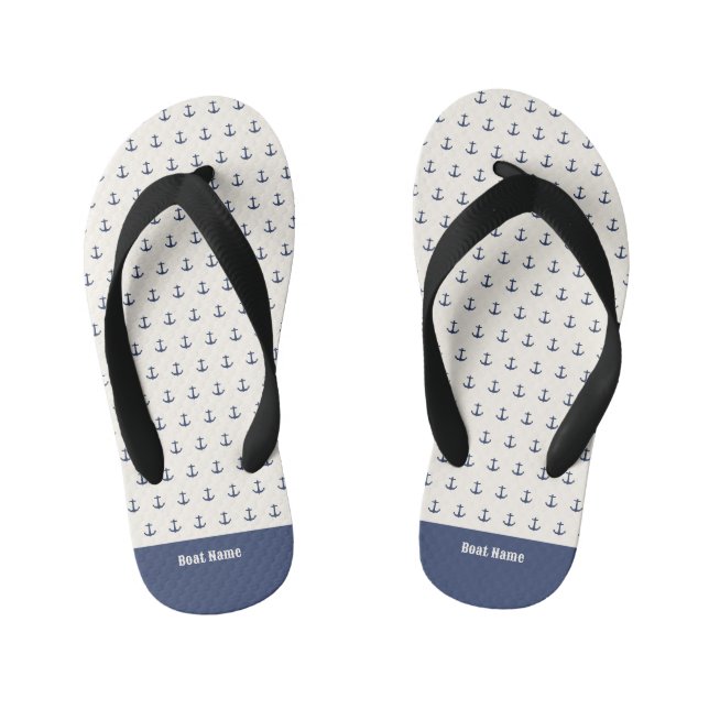 Tongs Enfants Ancre nautique Rayures côtières Marine bleu crème (Semelle)