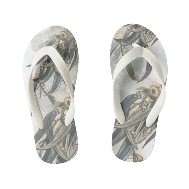 Tongs Enfants Aquarelle Eucalyptus Verdure Feuille (Semelle)