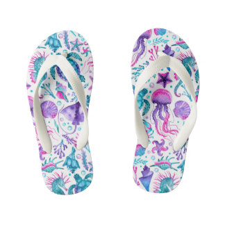 Tongs Enfants Aquarelle Océan Créatures sous la mer