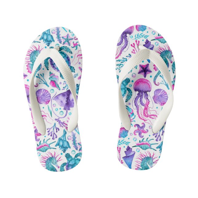 Tongs Enfants Aquarelle Océan Créatures sous la mer (Semelle)