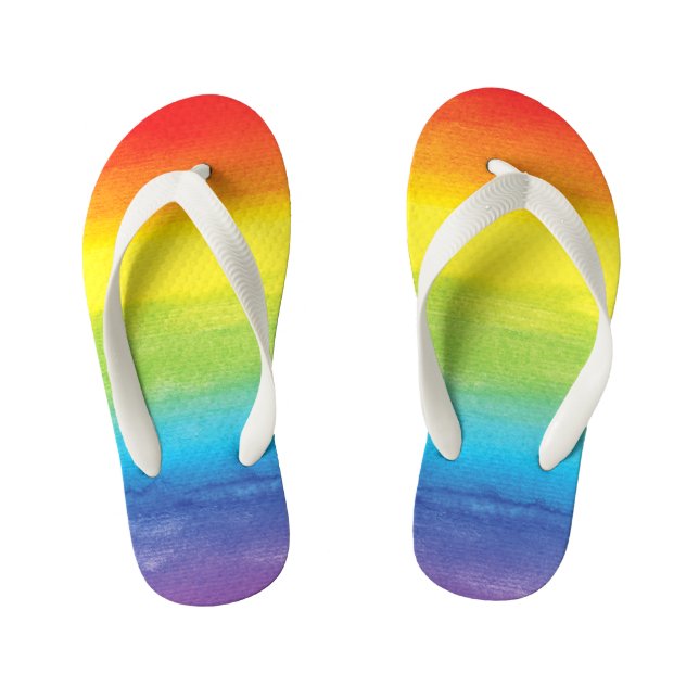Tongs Enfants Aquarelle Rainbow Pride brillant Vibrant (Semelle)