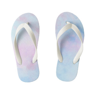 Tongs Enfants Aquarelle rêveuse rose bleu turquoise